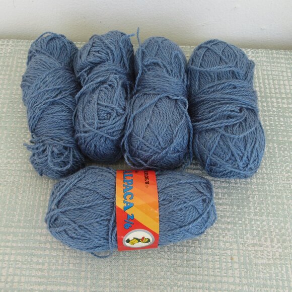 Lot of 5 Skeins Hilandesa ALPACA 2/6 Yarn, Acrylic & Alpaca Color 6 ~ Blue - Picture 1 of 9